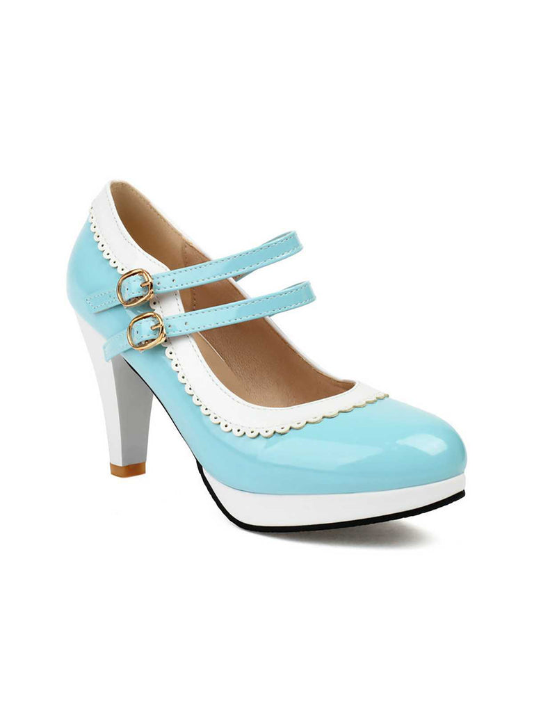 Scarpe Mary Jane retrò con tacchi alti spessi