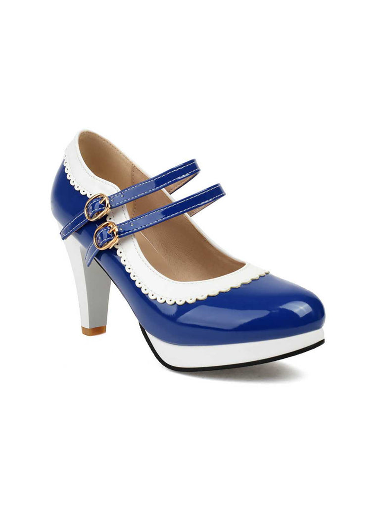 Scarpe Mary Jane retrò con tacchi alti spessi
