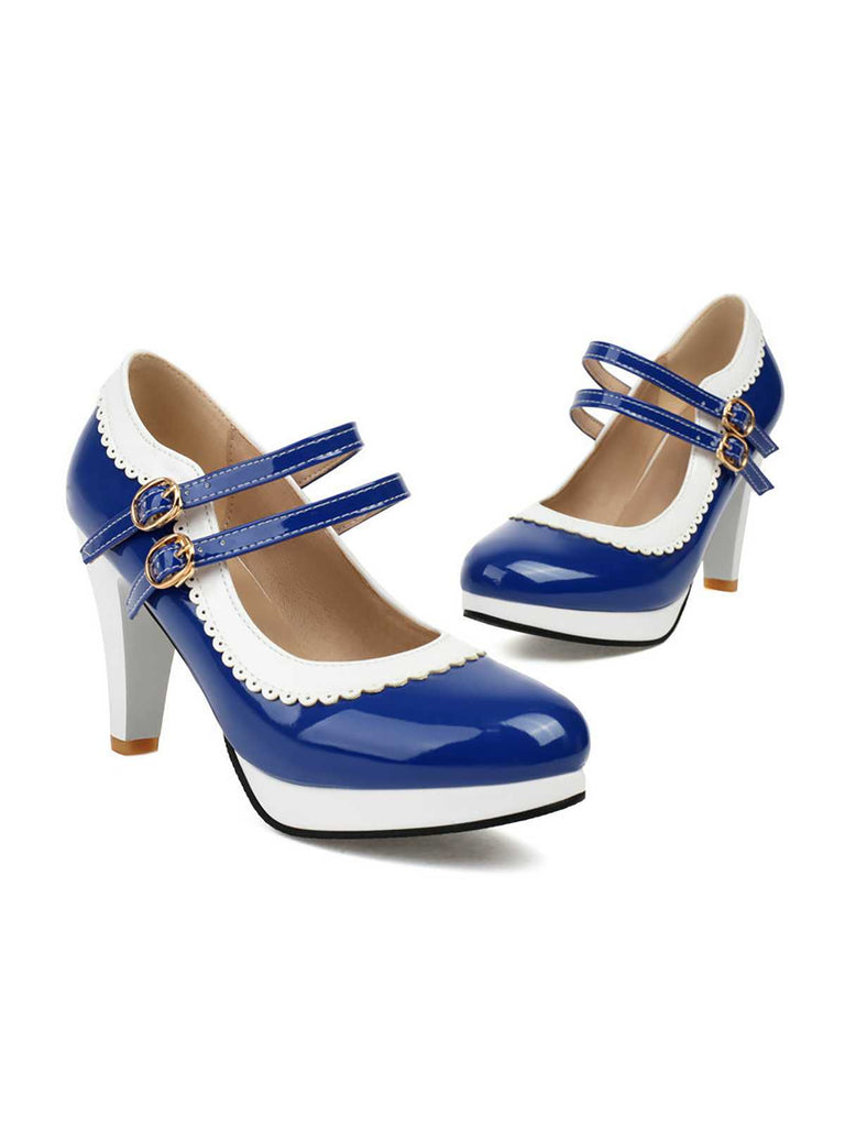 Scarpe Mary Jane retrò con tacchi alti spessi