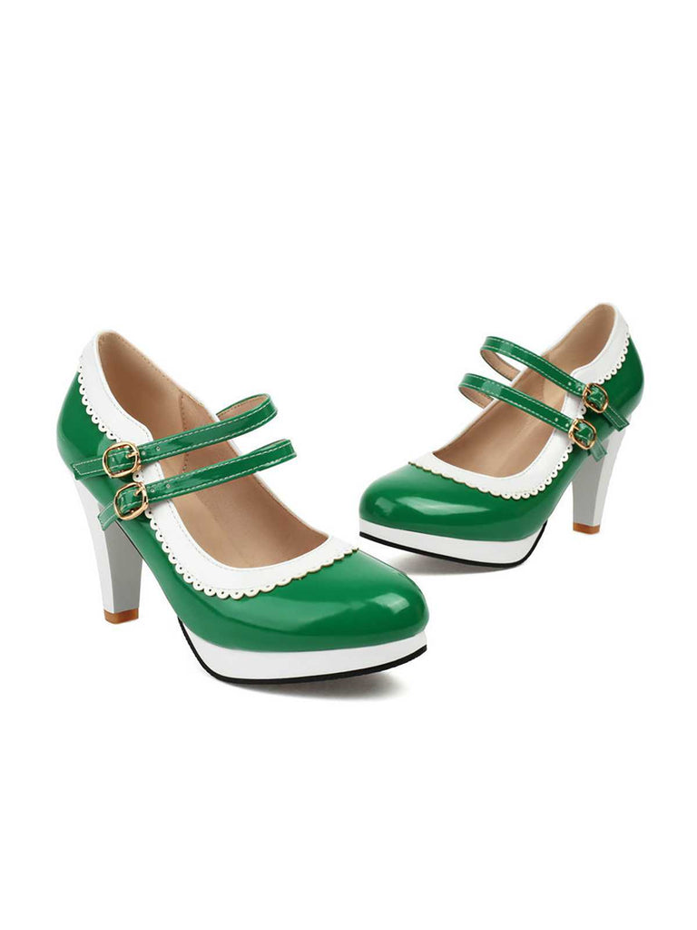 Scarpe Mary Jane retrò con tacchi alti spessi