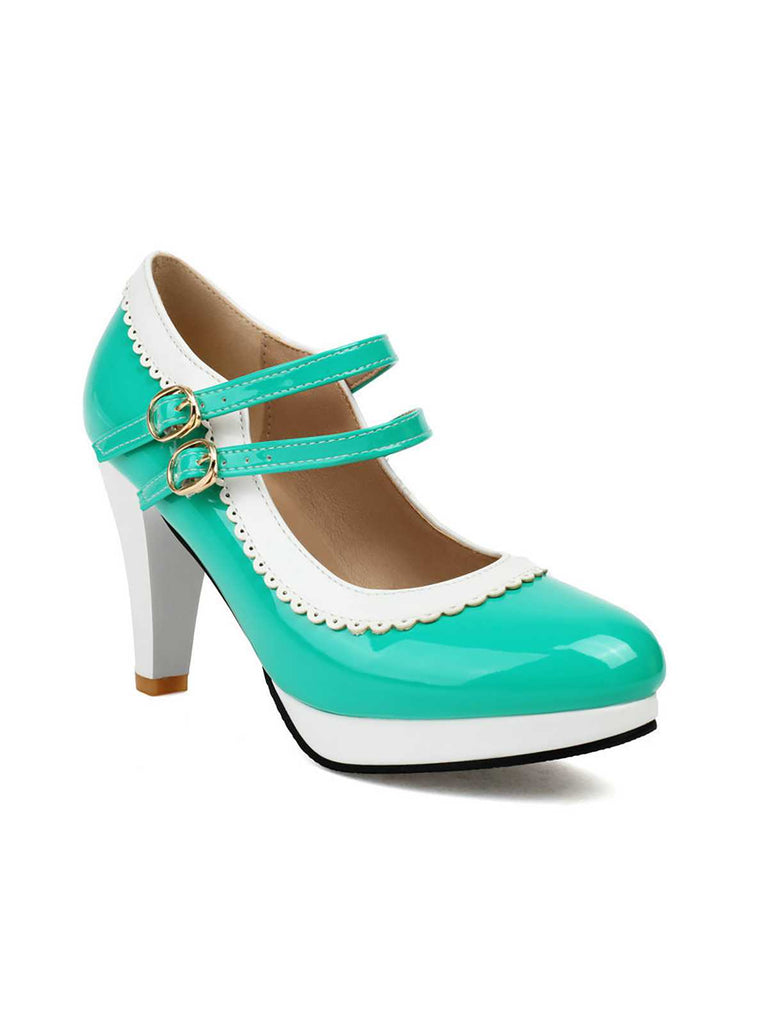 Scarpe Mary Jane retrò con tacchi alti spessi