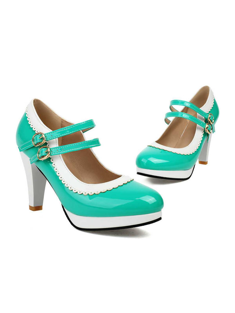 Scarpe Mary Jane retrò con tacchi alti spessi