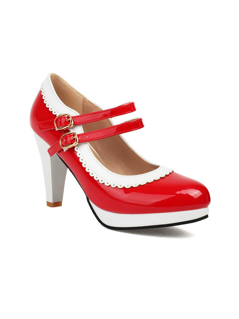 Scarpe Mary Jane retrò con tacchi alti spessi
