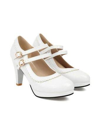 Scarpe Mary Jane retrò con tacchi alti spessi