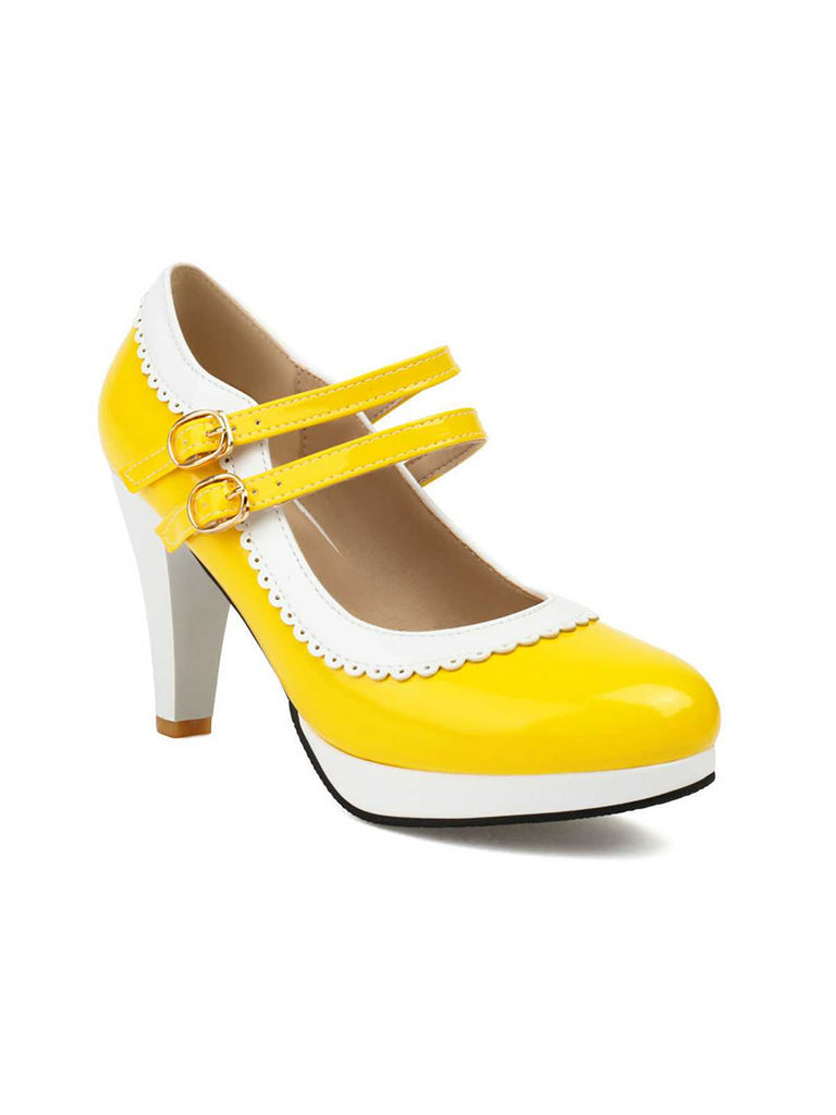 Scarpe Mary Jane retrò con tacchi alti spessi