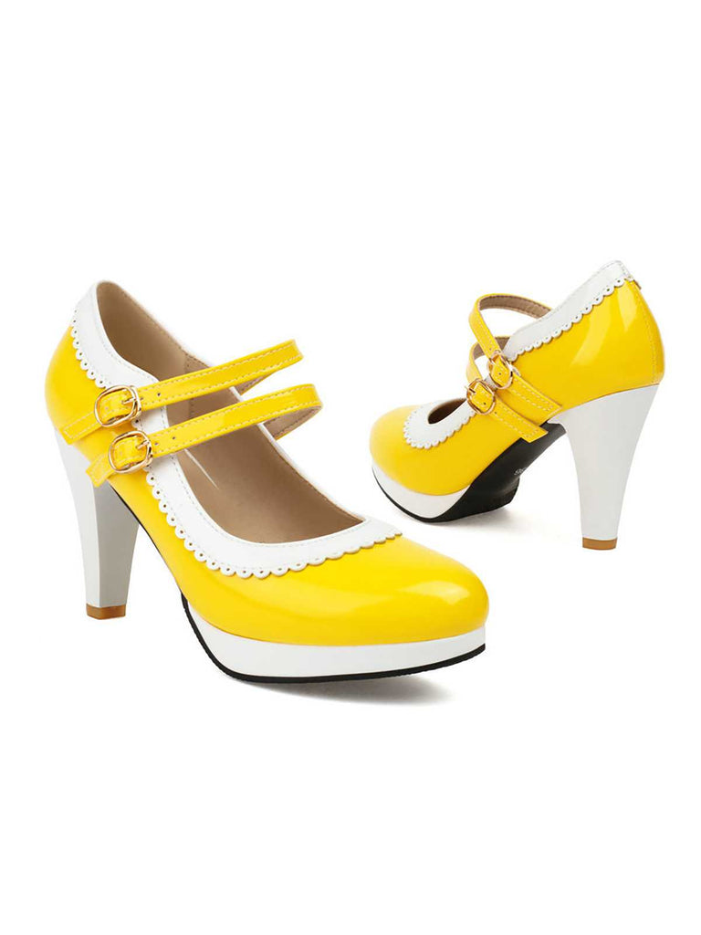 Scarpe Mary Jane retrò con tacchi alti spessi