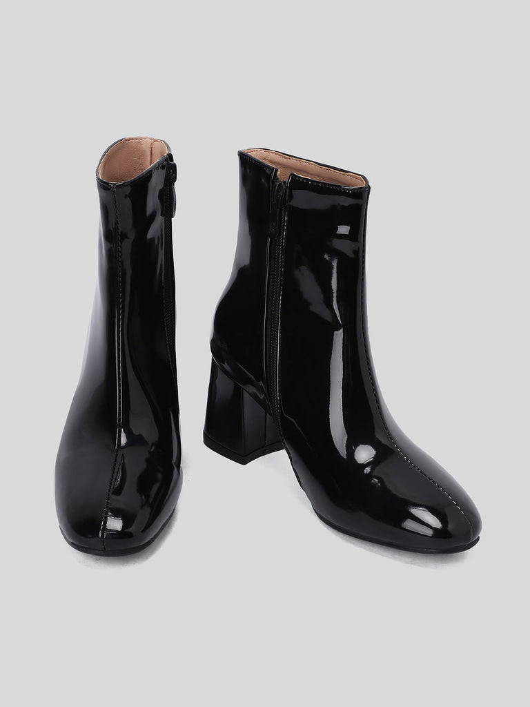 Stivaletti con tacco a blocco in vernice natalizia retrò