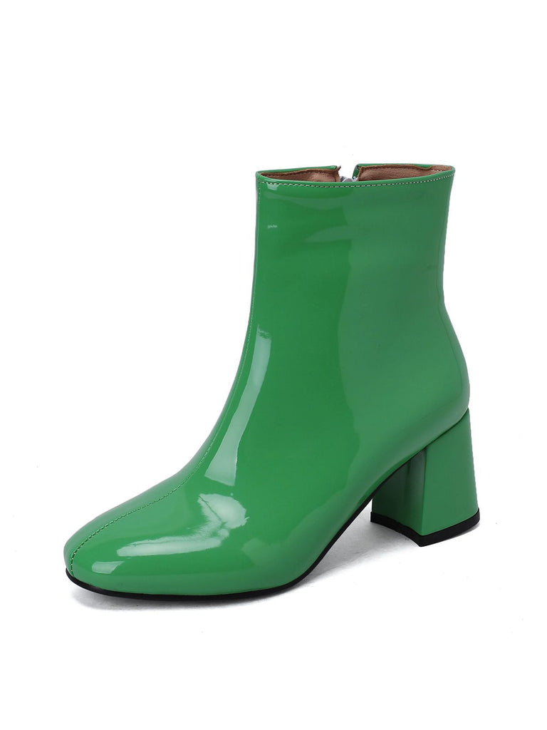 Stivaletti con tacco a blocco in vernice natalizia retrò