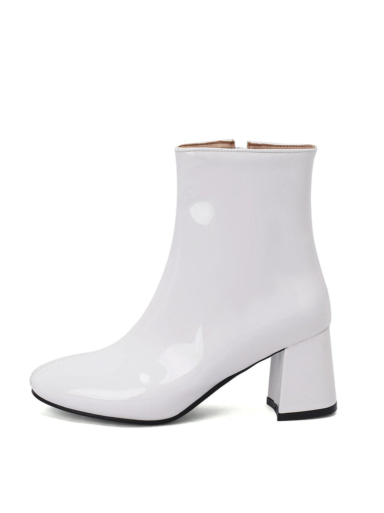 Stivaletti con tacco a blocco in vernice natalizia retrò