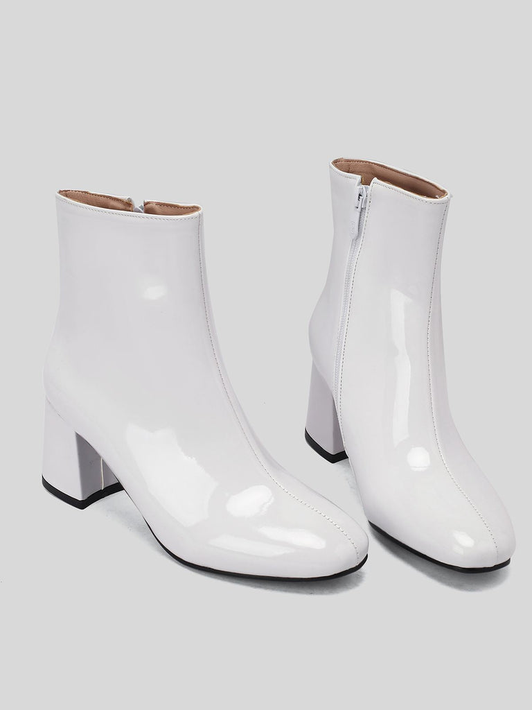 Stivaletti con tacco a blocco in vernice natalizia retrò