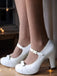 Scarpe Mary Jane vintage bianco con tacco spesso