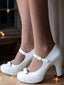 Scarpe Mary Jane vintage bianco con tacco spesso