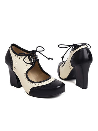Scarpe con tacco alto traforate lacci vintage