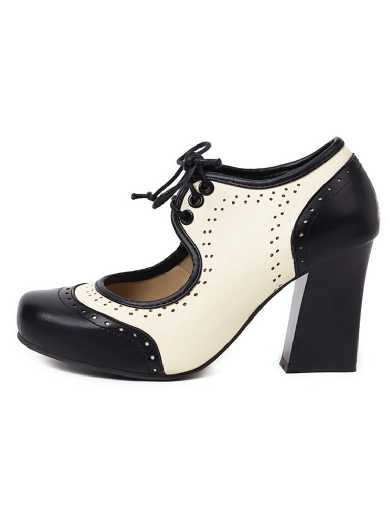 Scarpe con tacco alto traforate lacci vintage