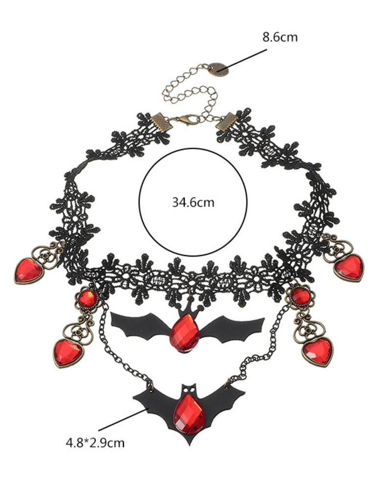 Collana con pipistrello in pizzo retrò di Halloween
