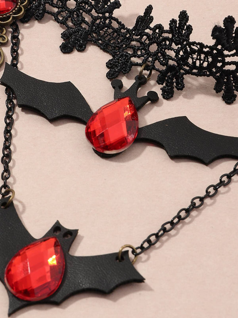 Collana con pipistrello in pizzo retrò di Halloween