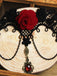 Collana di pizzo con fiore di rosa 3D di Halloween