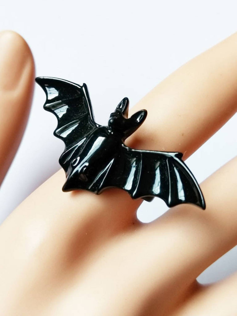 Anello in lega a forma di pipistrello retrò nero