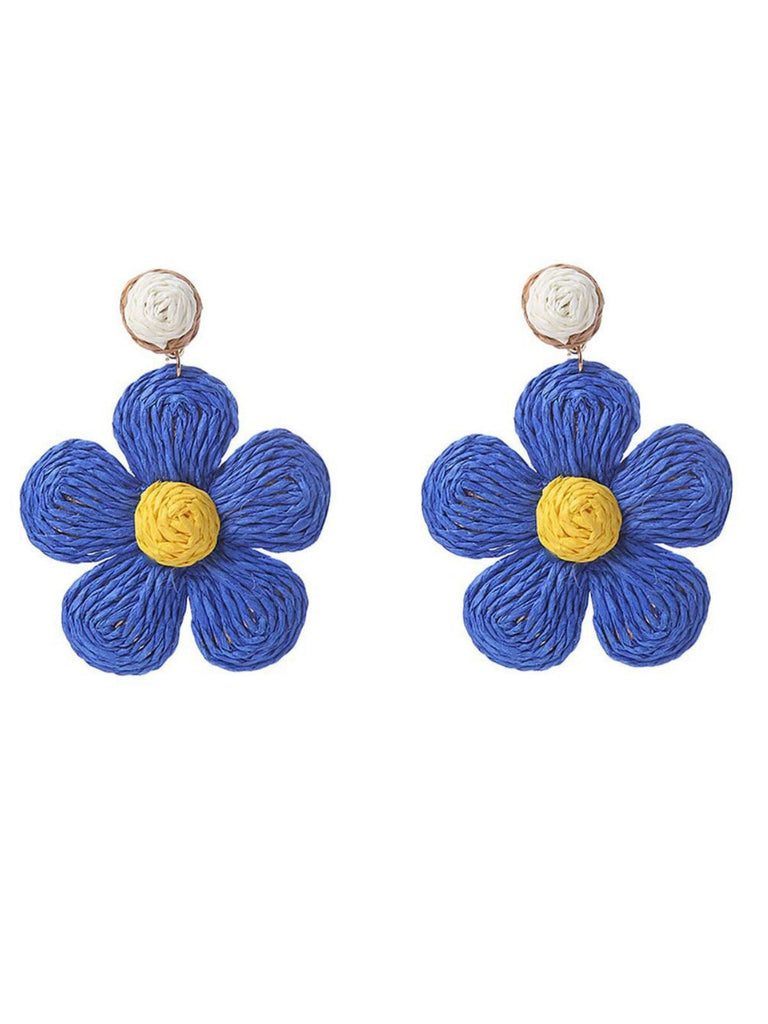 Orecchini pendenti con fiori e strass boho ruffia
