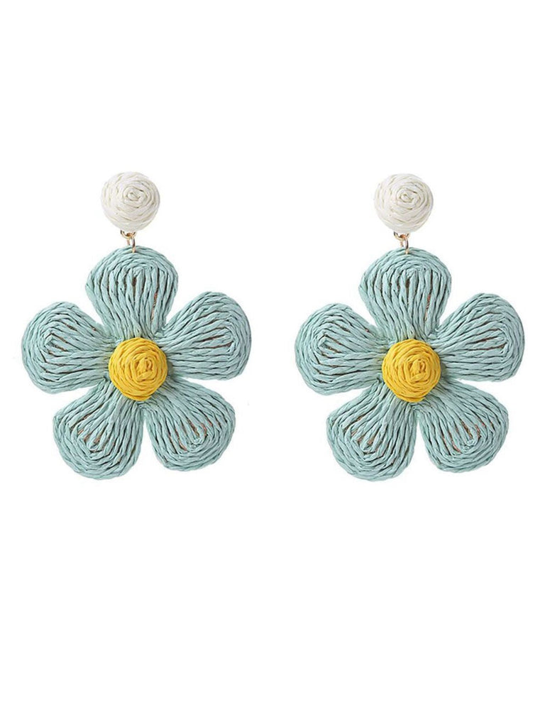 Orecchini pendenti con fiori e strass boho ruffia