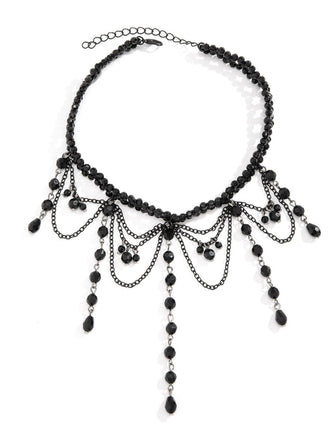 Collana gotico con nappe in cristallo artificiale nero