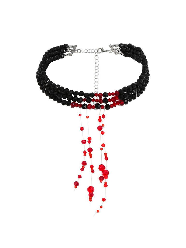 Collana gotico con ciondolo a goccia di sangue con perline