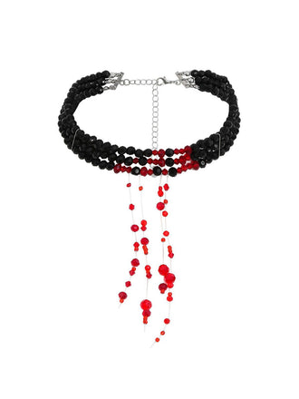 Collana gotico con ciondolo a goccia di sangue con perline