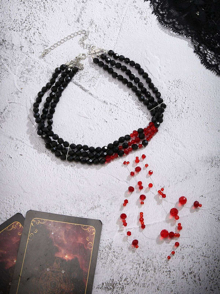 Collana gotico con ciondolo a goccia di sangue con perline