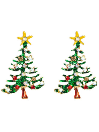 Orecchini con strass a forma di albero di Natale