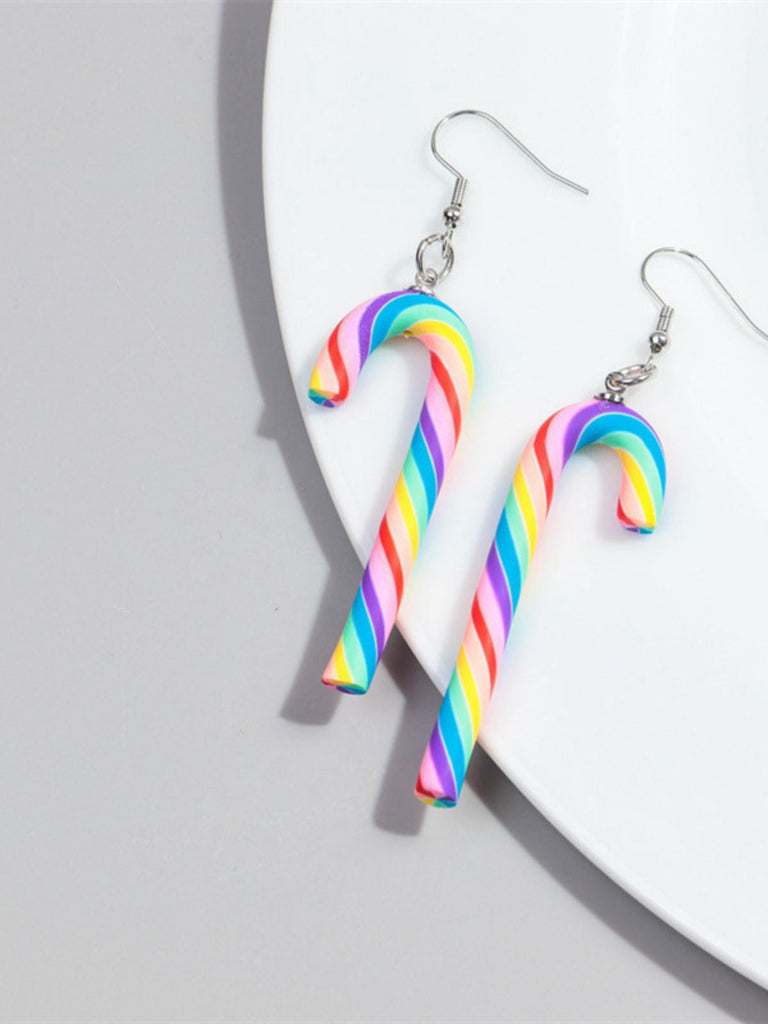 Orecchini con bastoncino di zucchero arcobaleno natalizio