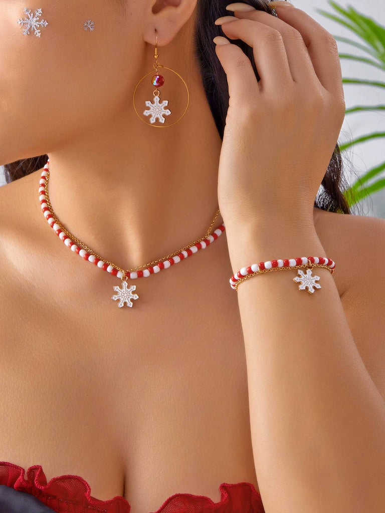 Set di collana e bracciale e orecchini con perline natalizie