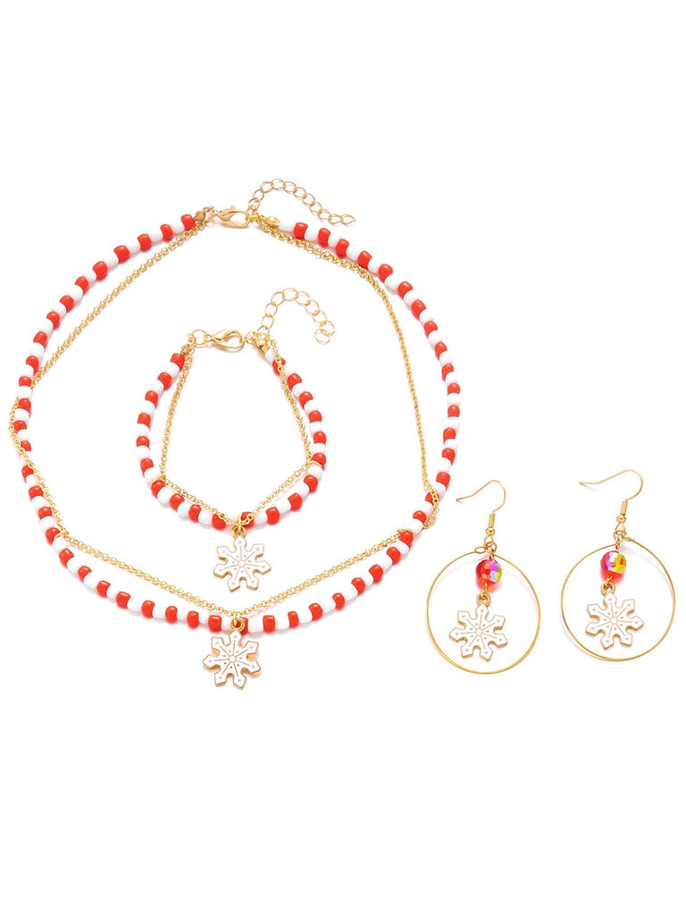 Set di collana e bracciale e orecchini con perline natalizie