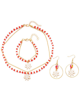 Set di collana e bracciale e orecchini con perline natalizie