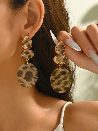 Orecchini pendenti vintage con stampa leopardata