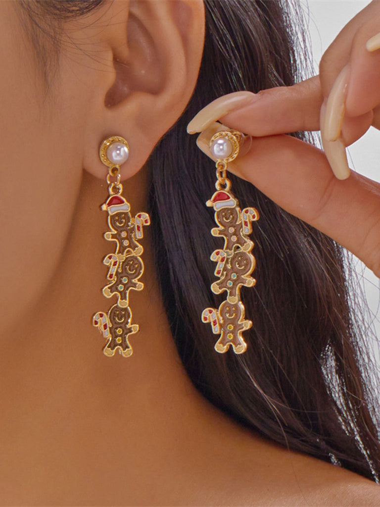 Orecchini di perle natalizie con omino di pan di zenzero