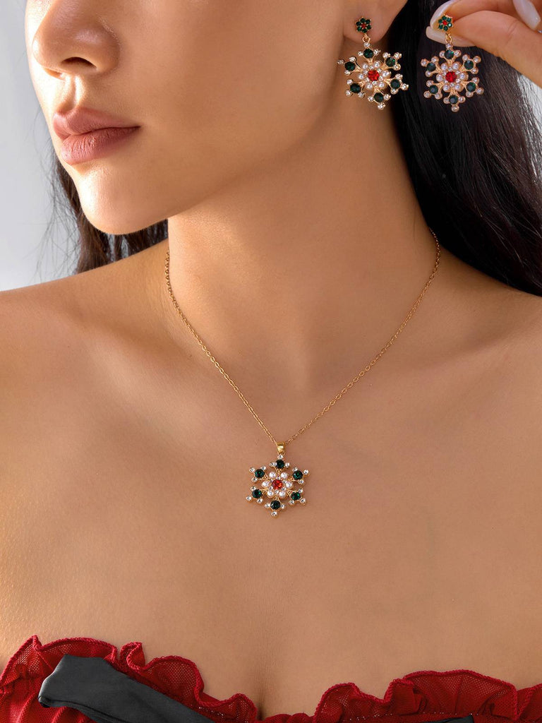 Set di gioielli con collana e orecchini a forma di fiocco di neve