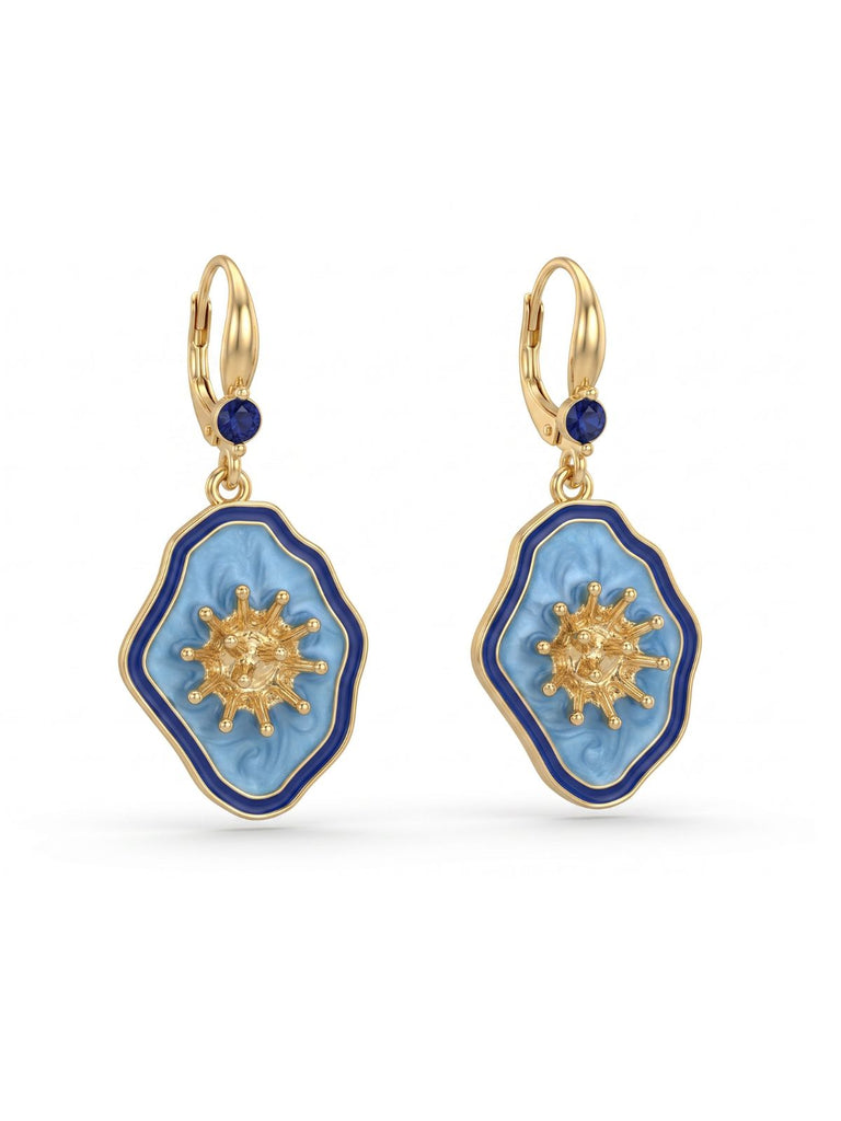 Orecchini Vintage Blu con Pendente a Fiore