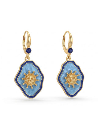 Orecchini Vintage Blu con Pendente a Fiore