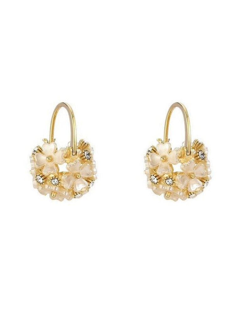 Orecchini Bianchi Vintage con Cristalli a Fiore 2