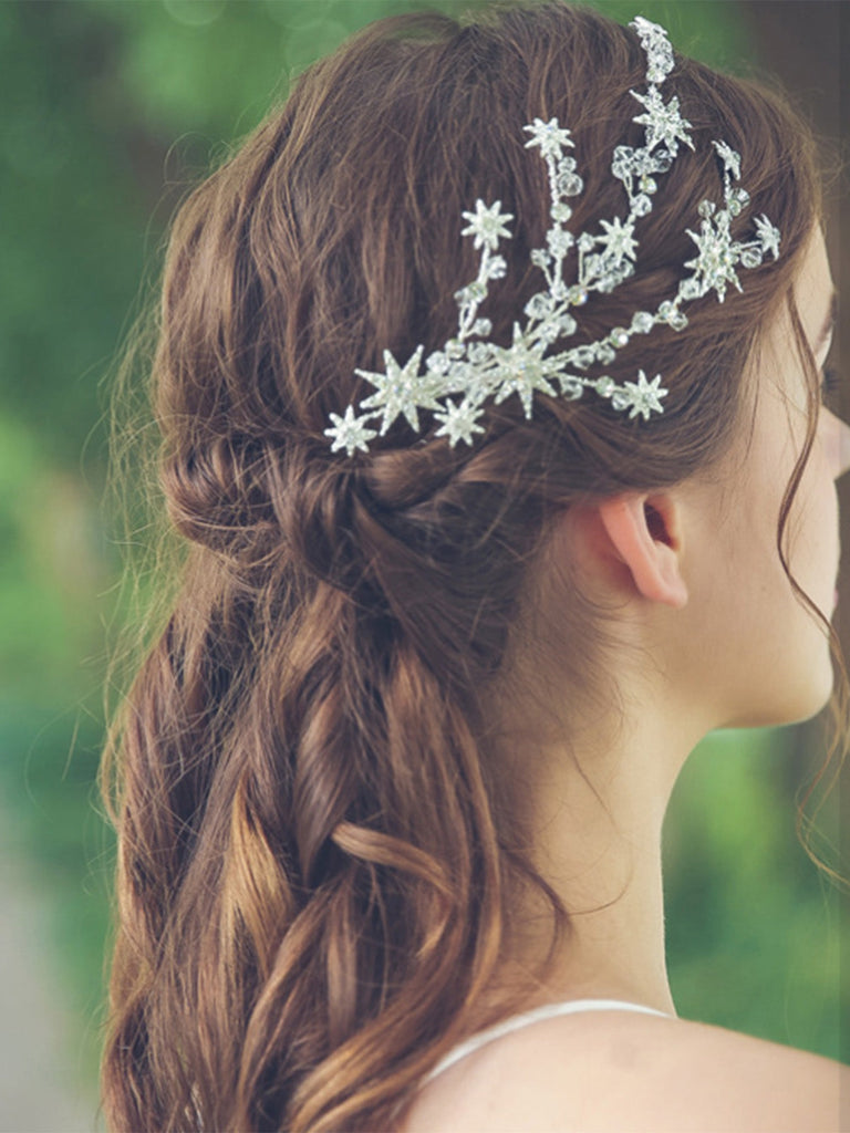 Molletta per Capelli a Stella con Raggi e Strass Argento 2