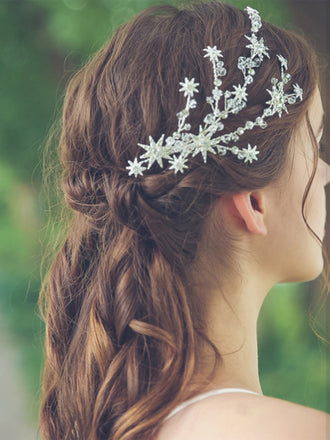 Molletta per Capelli a Stella con Raggi e Strass Argento 2