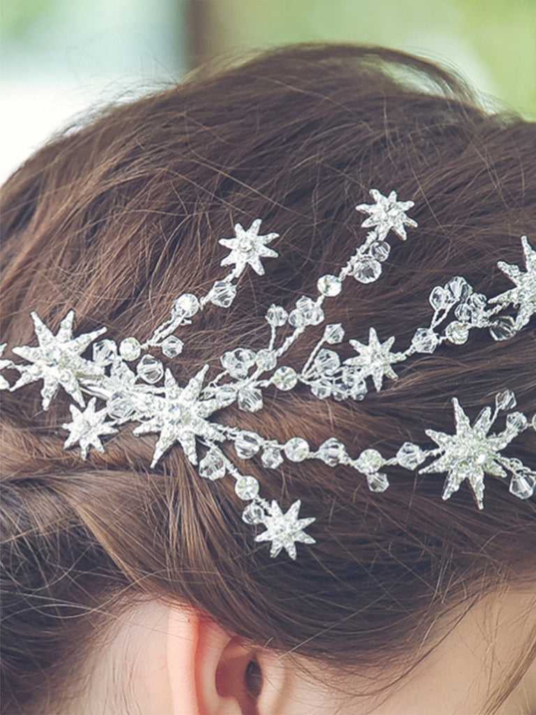 Molletta per Capelli a Stella con Raggi e Strass Argento 4