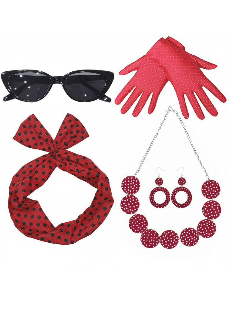 Set Accessori Vintage per Festa e Cosplay a Pois
