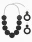 Set Collana e Orecchini Vintage Neri a Pois
