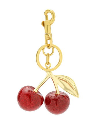 Ciondolo Borsa Ciliegia Rossa con Foglia Dorata