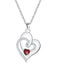 Collana Vintage Doppio Cuore Intrecciato con Cristallo Rosso d'Amore
