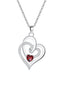 Collana Vintage con Doppio Cuore Intrecciato e Cristallo Rosso d'Amore