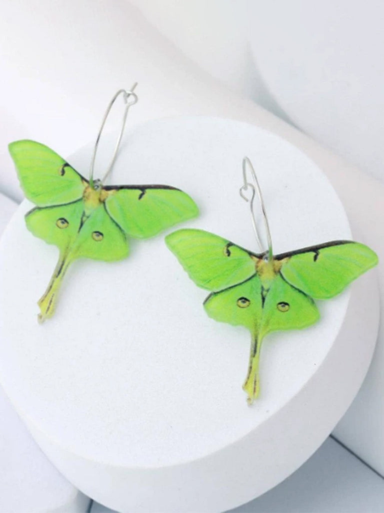 Orecchini Pendenti Vintage Luna e Falena Verde 2