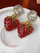 Orecchini Fragola in Metallo con Strass Rosso 2