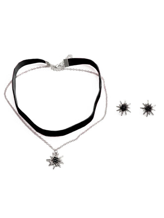Orecchini Nero Vintage in Velluto Edelweiss Pendant Choker e Set